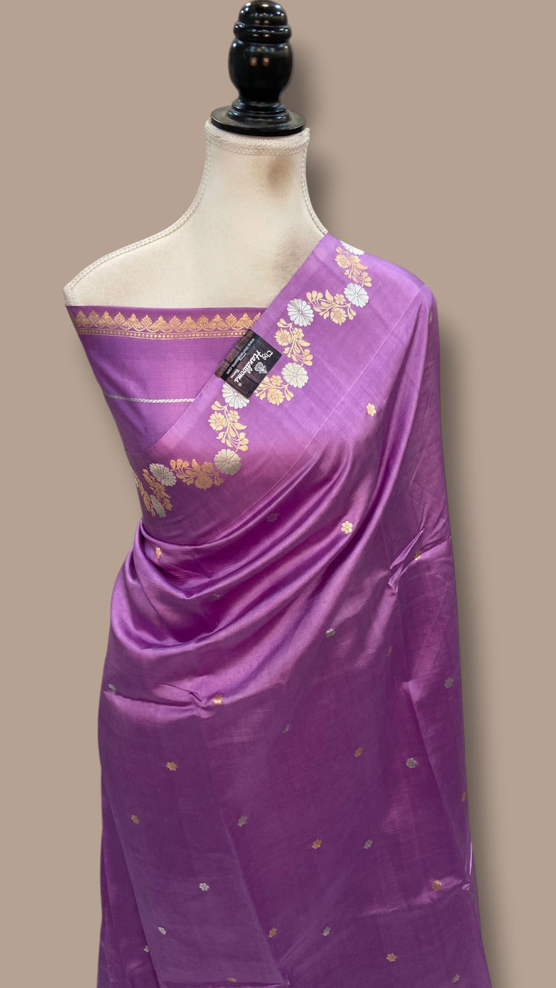 Pure Katan Silk Banarasi Handloom Saree - All Over Kadua Motifs - The Handlooms