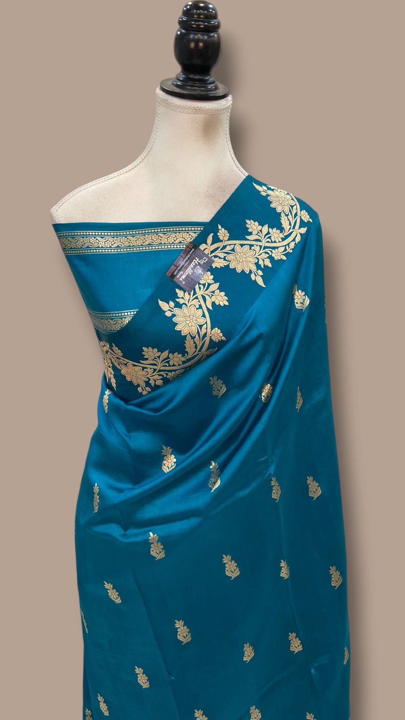 Pure Katan Silk Banarasi Handloom Saree - All Over Kadua Motifs - The Handlooms