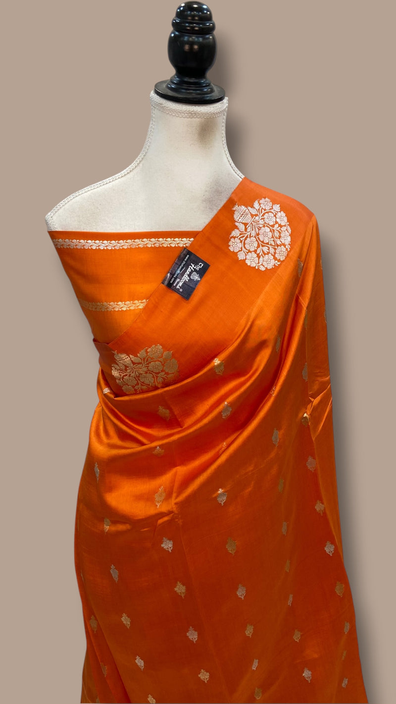 Pure Katan Silk Banarasi Handloom Saree - All Over Kadua Motifs - The Handlooms