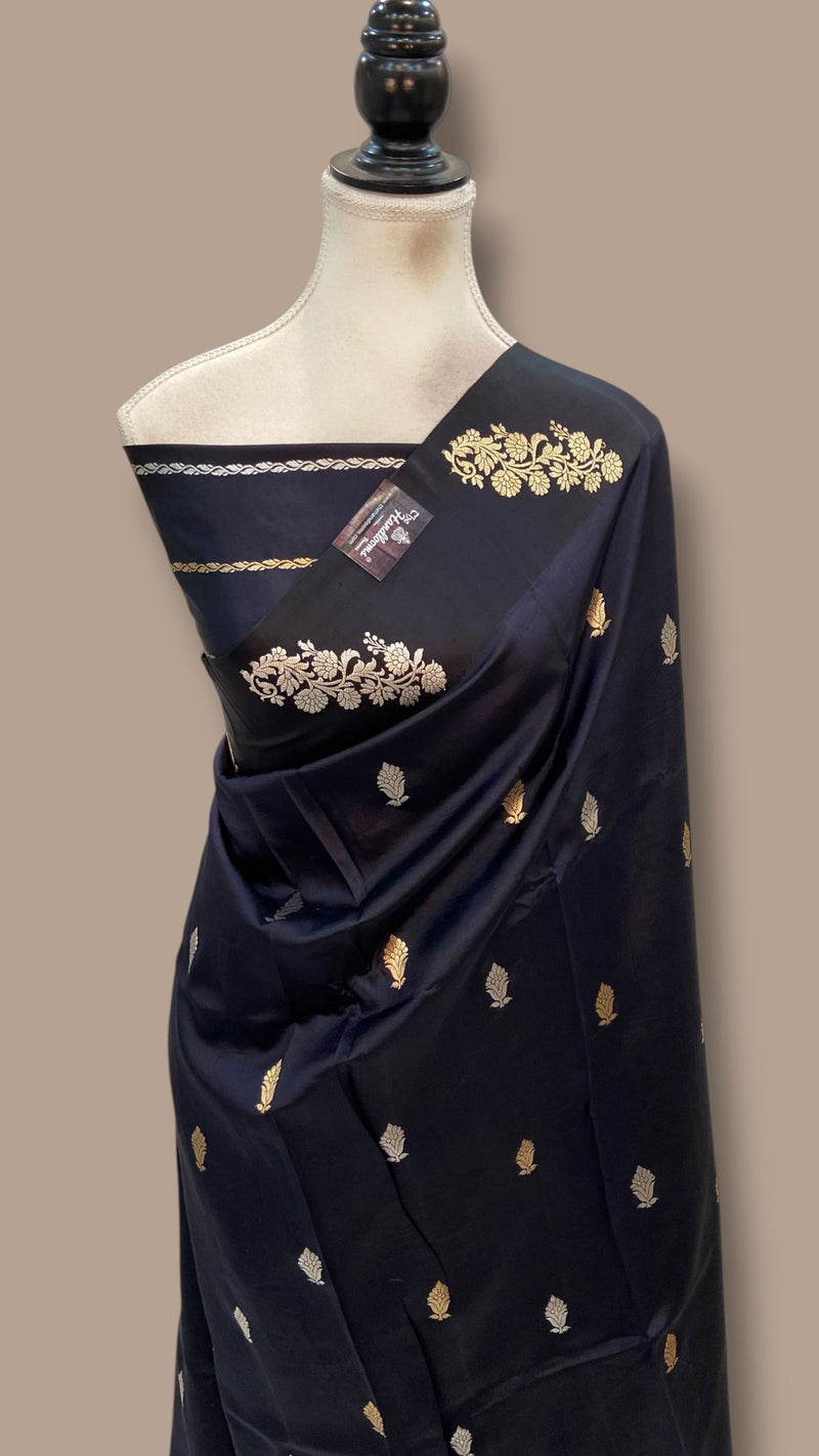 Pure Katan Silk Banarasi Handloom Saree - All Over Kadua Motifs - The Handlooms