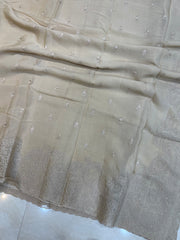 Pure Georgette Chikankari Handloom Banarasi Saree - The Handlooms