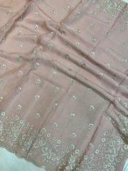 Pure Georgette Chikankari Handloom Banarasi Saree - The Handlooms