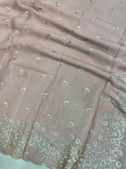 Pure Georgette Chikankari Handloom Banarasi Saree - The Handlooms