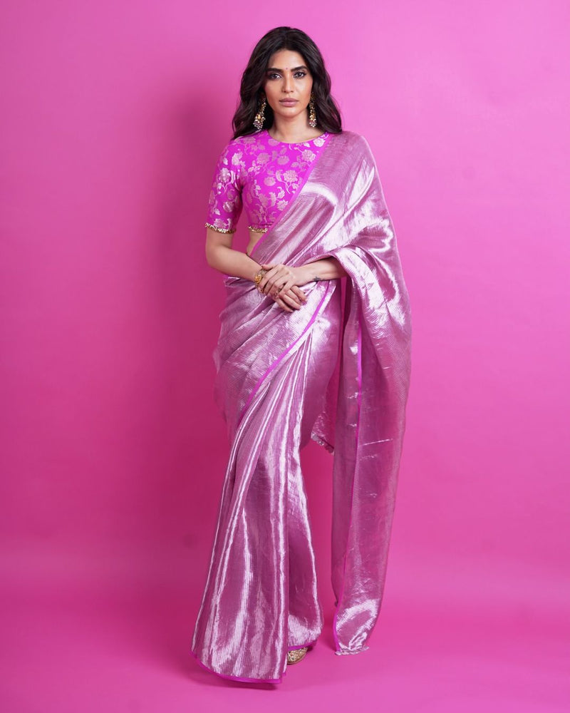Karishma Tanna Inspired Tissue Handloom Banarasi Saree