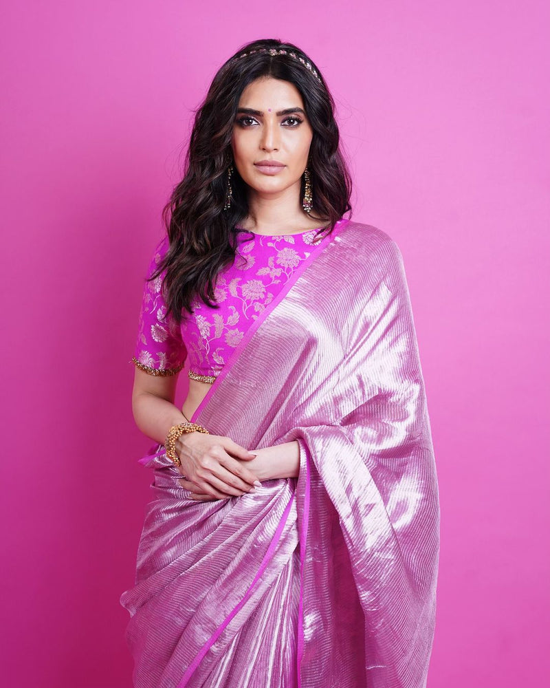 Karishma Tanna Inspired Tissue Handloom Banarasi Saree