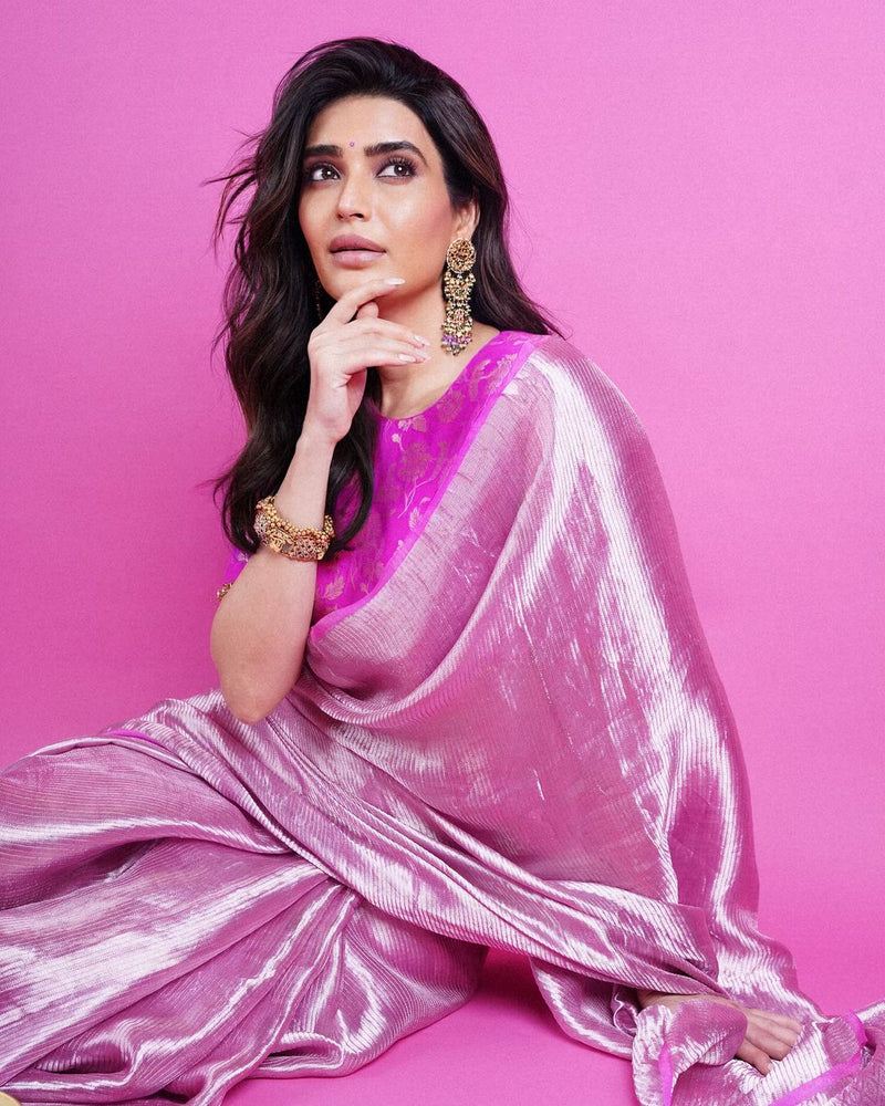 Karishma Tanna Inspired Tissue Handloom Banarasi Saree