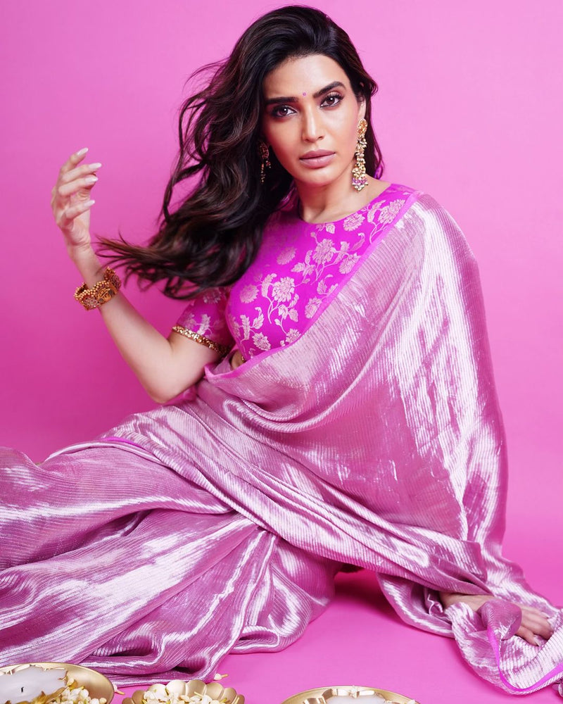 Karishma Tanna Inspired Tissue Handloom Banarasi Saree