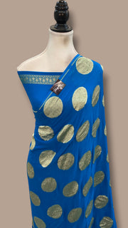 Pure Khaddi Georgette Handloom Banarasi Saree - Water Zari - The Handlooms