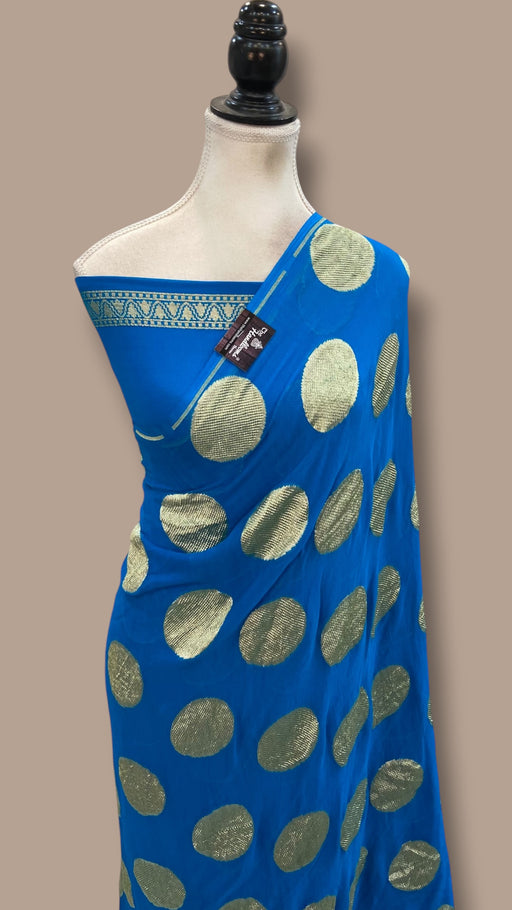 Pure Khaddi Georgette Handloom Banarasi Saree - Water Zari - The Handlooms