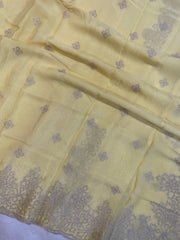 Pure Georgette Chikankari Handloom Banarasi Saree - The Handlooms