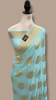 Pure Khaddi Georgette Handloom Banarasi Saree - Water Zari - The Handlooms