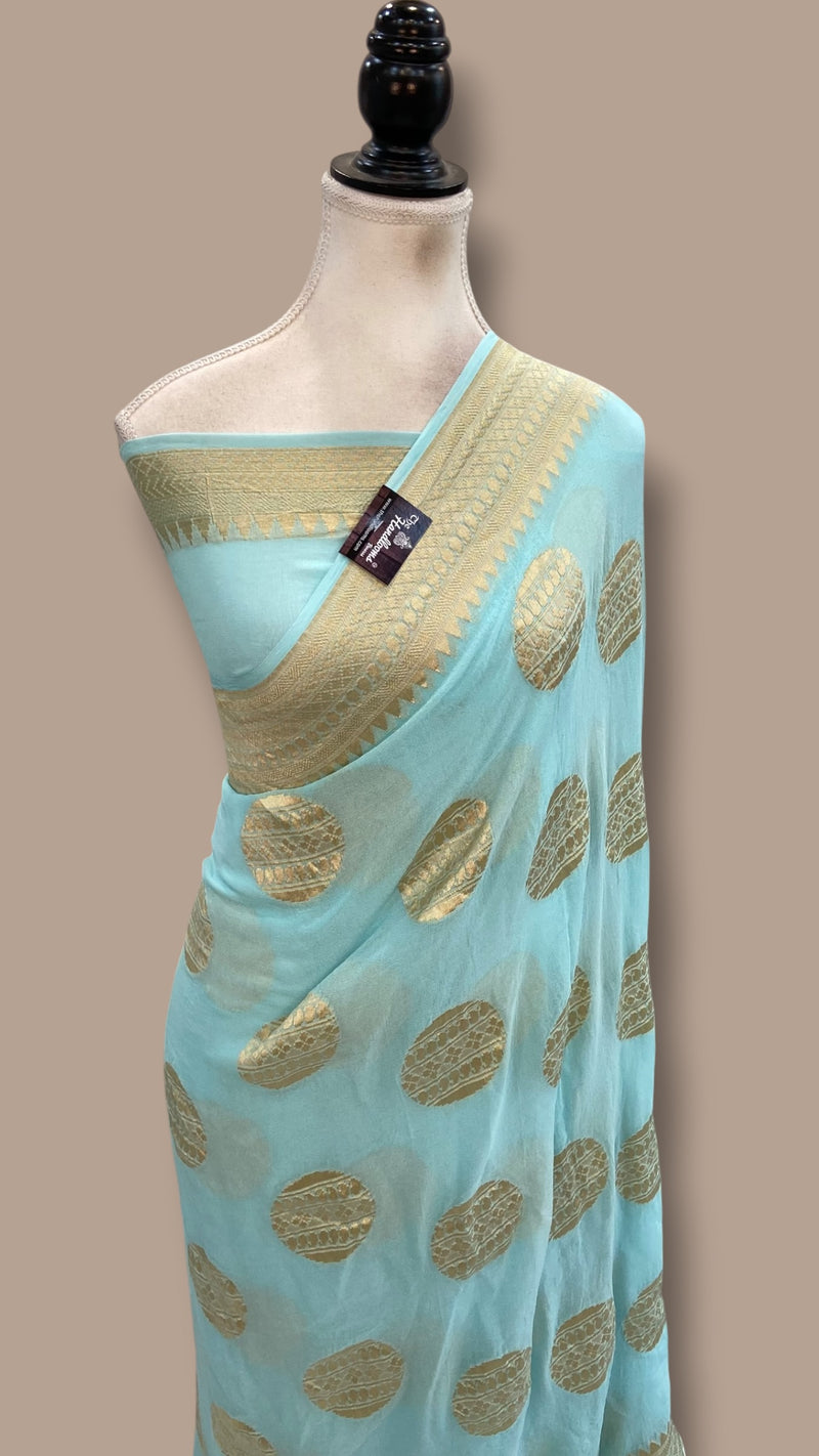 Pure Khaddi Georgette Handloom Banarasi Saree - Water Zari - The Handlooms
