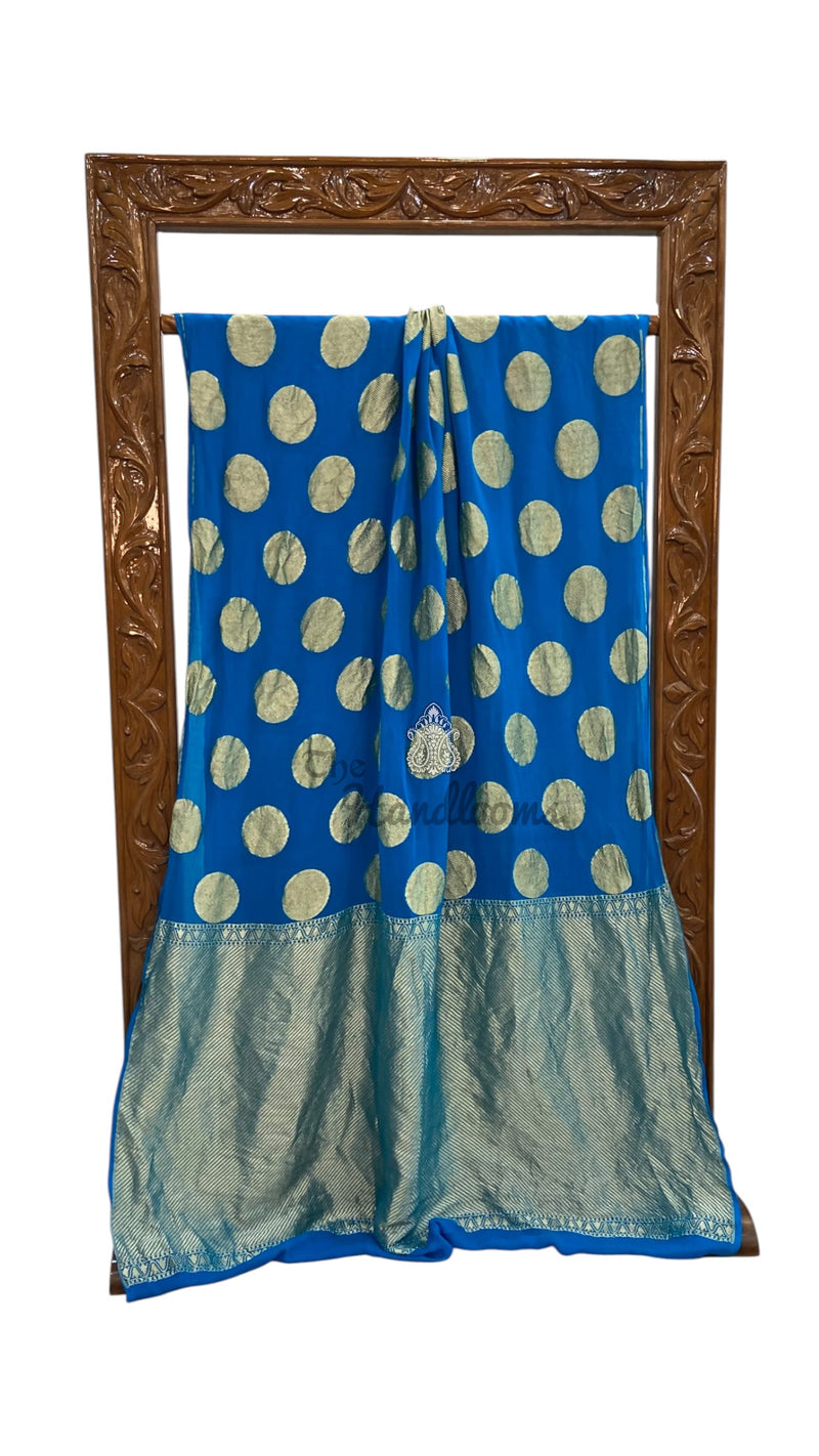Pure Khaddi Georgette Handloom Banarasi Saree - Water Zari - The Handlooms