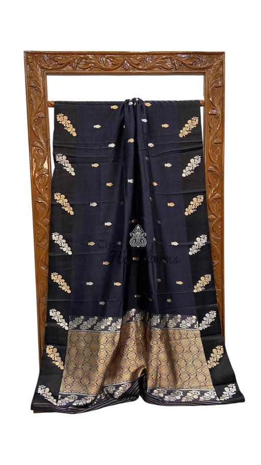 Pure Katan Silk Banarasi Handloom Saree - All Over Kadua Motifs - The Handlooms