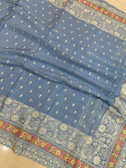 Pure Georgette Chikankari Handloom Banarasi Saree - The Handlooms