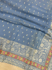 Pure Georgette Chikankari Handloom Banarasi Saree - The Handlooms