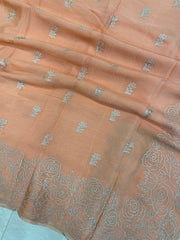 Pure Georgette Chikankari Handloom Banarasi Saree - The Handlooms