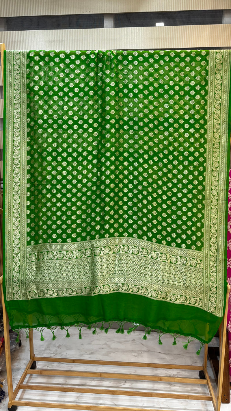 Khaddi Georgette Handloom Banarasi Dupatta - The Handlooms