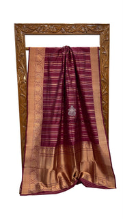 Pure Katan Silk Banarasi Handloom Saree - All Over Kadua Motifs - The Handlooms