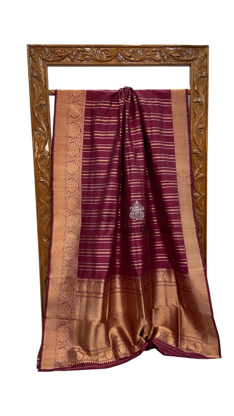 Pure Katan Silk Banarasi Handloom Saree - All Over Kadua Motifs - The Handlooms