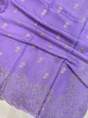 Pure Georgette Chikankari Handloom Banarasi Saree - The Handlooms