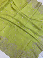 Pure Georgette Chikankari Handloom Banarasi Saree - The Handlooms