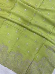 Pure Georgette Chikankari Handloom Banarasi Saree - The Handlooms