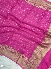 Pure Khaddi Georgette Dupatta - water zari - The Handlooms