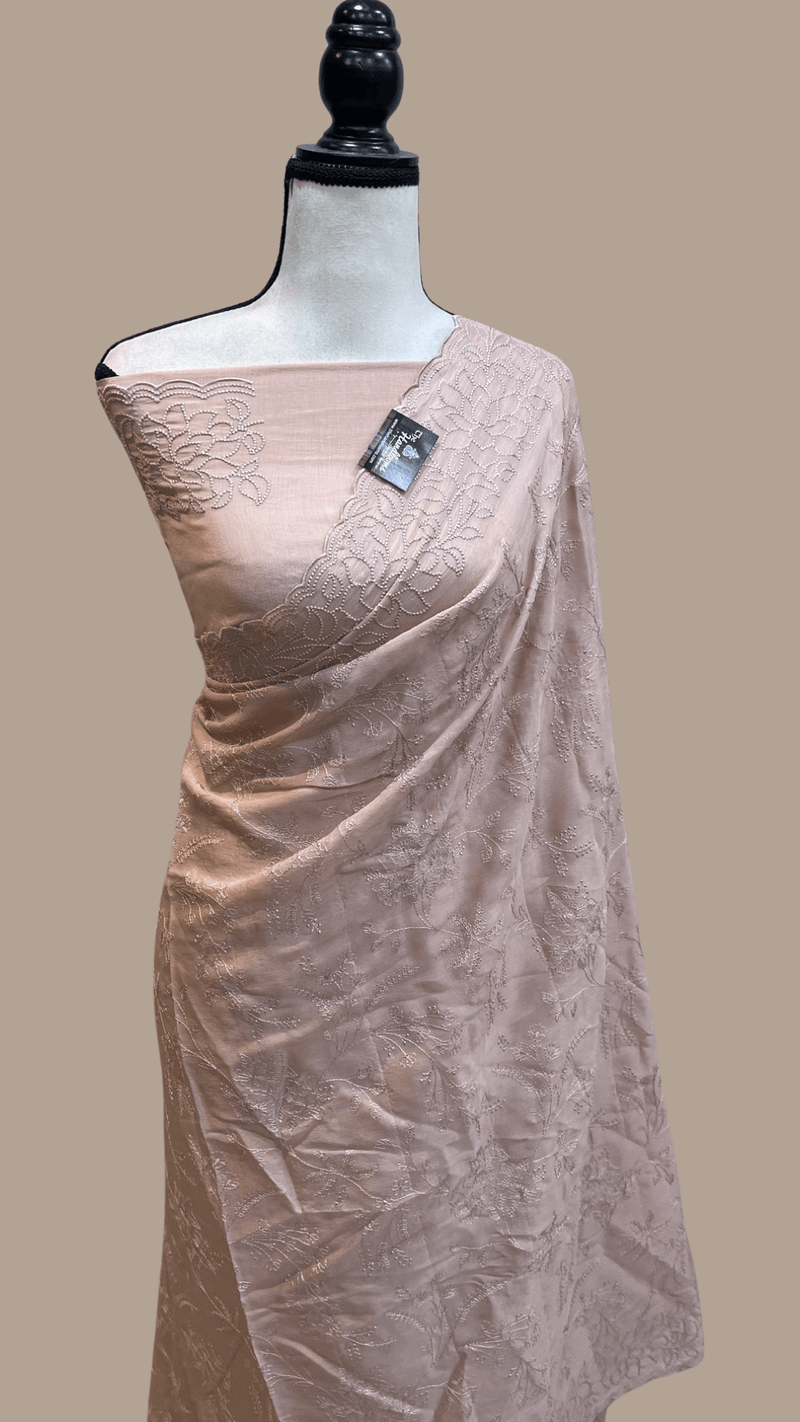 Pure Georgette Chikankari Handloom Banarasi Saree - The Handlooms