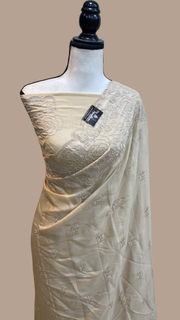 Pure Georgette Chikankari Handloom Banarasi Saree - The Handlooms
