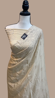 Pure Georgette Chikankari Handloom Banarasi Saree - The Handlooms