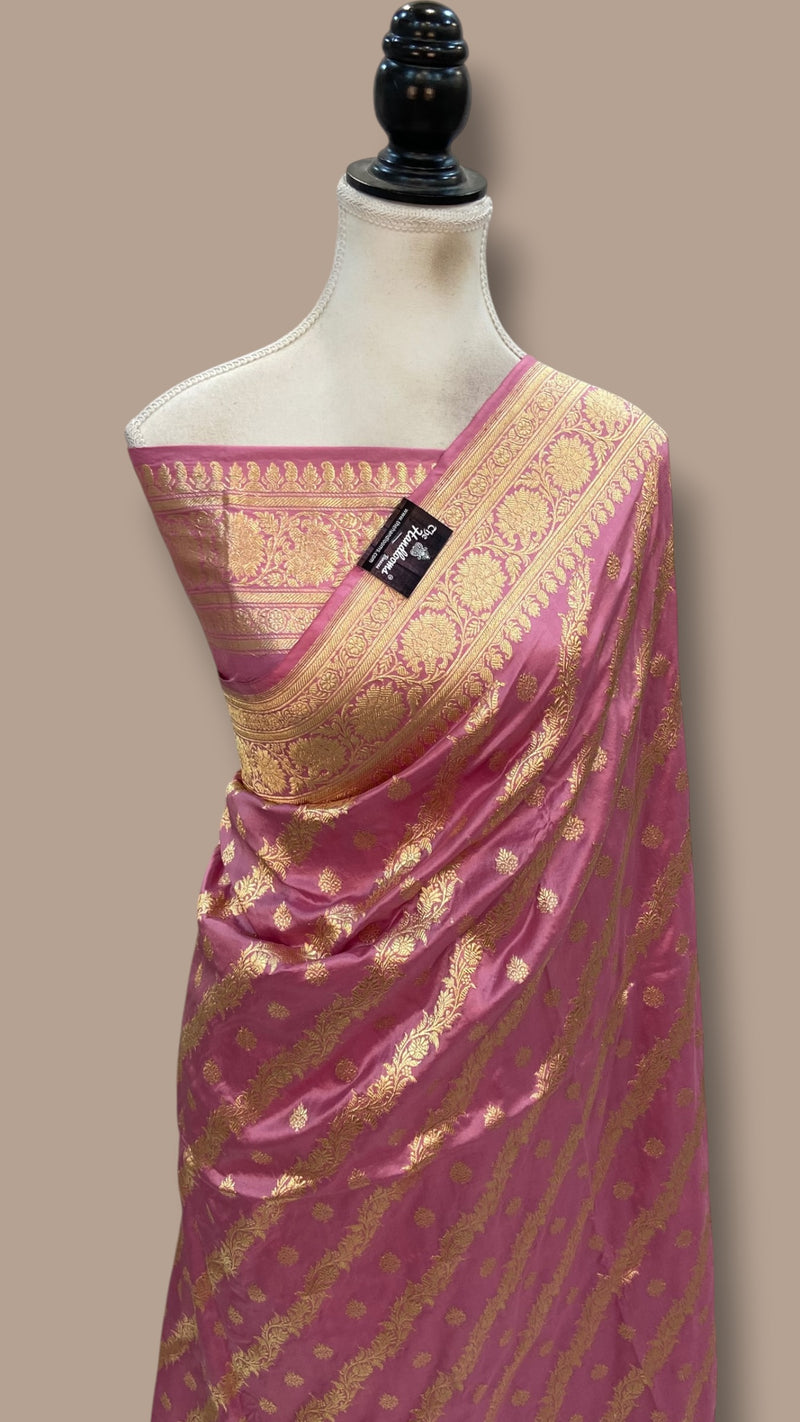 Pure Katan Silk Banarasi Handloom Saree - All Over Kadiyal Jaal Work - The Handlooms