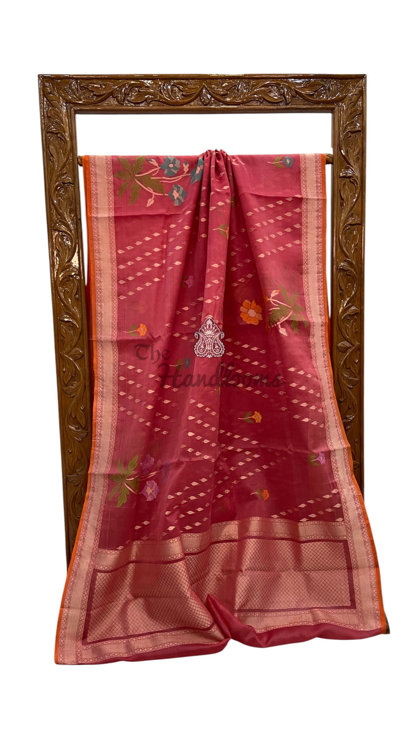 Pure Jamdani Kora Silk Handloom Banarasi Saree - The Handlooms