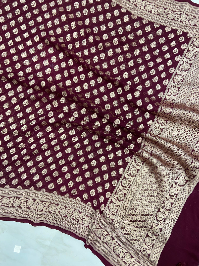 Khaddi Georgette Handloom Banarasi Dupatta - The Handlooms