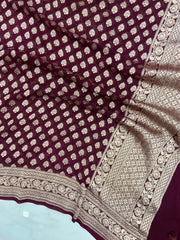 Khaddi Georgette Handloom Banarasi Dupatta - The Handlooms