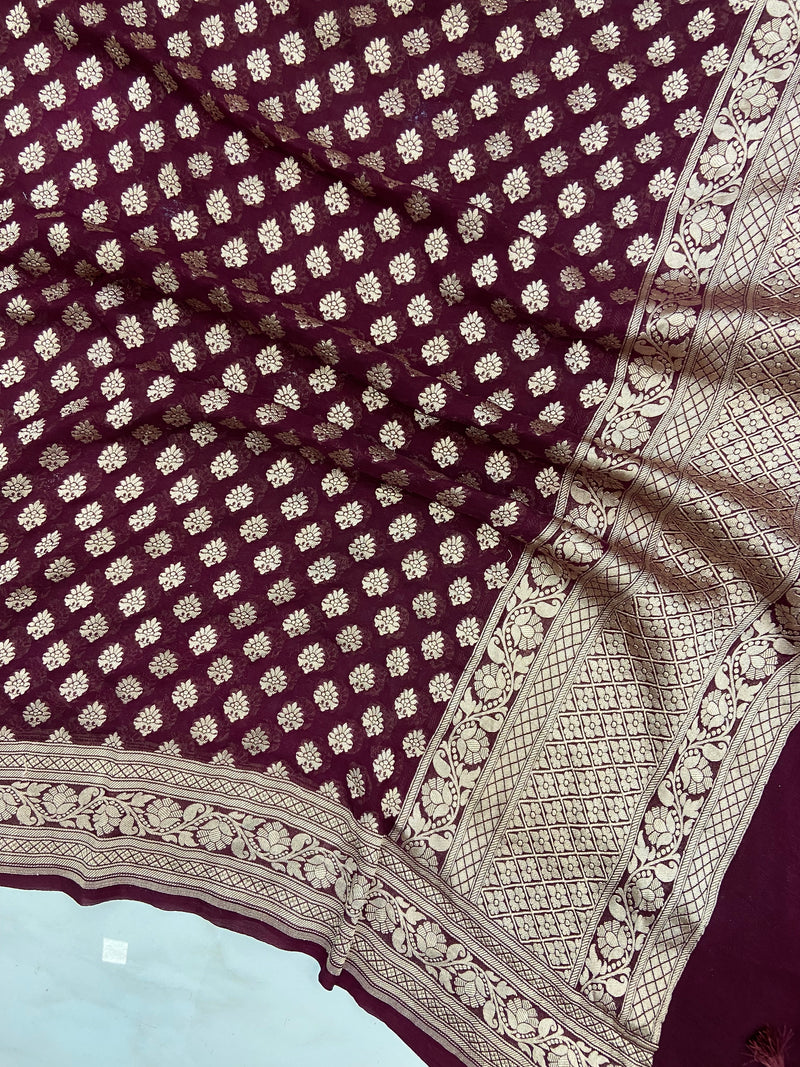 Khaddi Georgette Handloom Banarasi Dupatta - The Handlooms