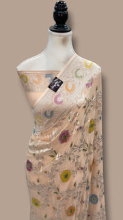 Pure Khaddi Georgette Banarasi Saree - Water Zari - The Handlooms
