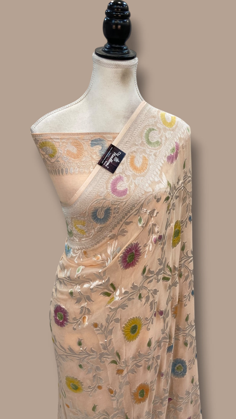 Pure Khaddi Georgette Banarasi Saree - Water Zari - The Handlooms