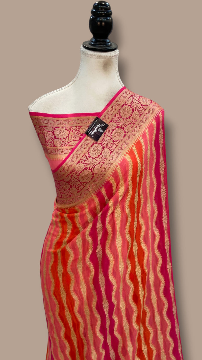 Rangkat Pure Chiffon Khaddi Banarasi Saree - The Handlooms