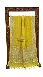 Pure Moonga Georgette Handloom Banarasi Saree with Handwork: Gota Patti, Zardozi, Diamond Chain, Katdana, and Abla Detailing - The Handlooms