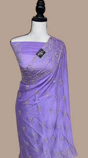 Pure Georgette Chikankari Handloom Banarasi Saree - The Handlooms