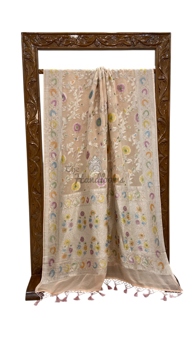 Pure Khaddi Georgette Banarasi Saree - Water Zari - The Handlooms