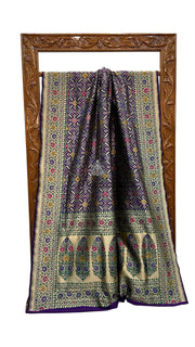 Regal Pure Katan Silk Banarasi Saree – Handwoven Tanchui Brocade With Meenakari - The Handlooms