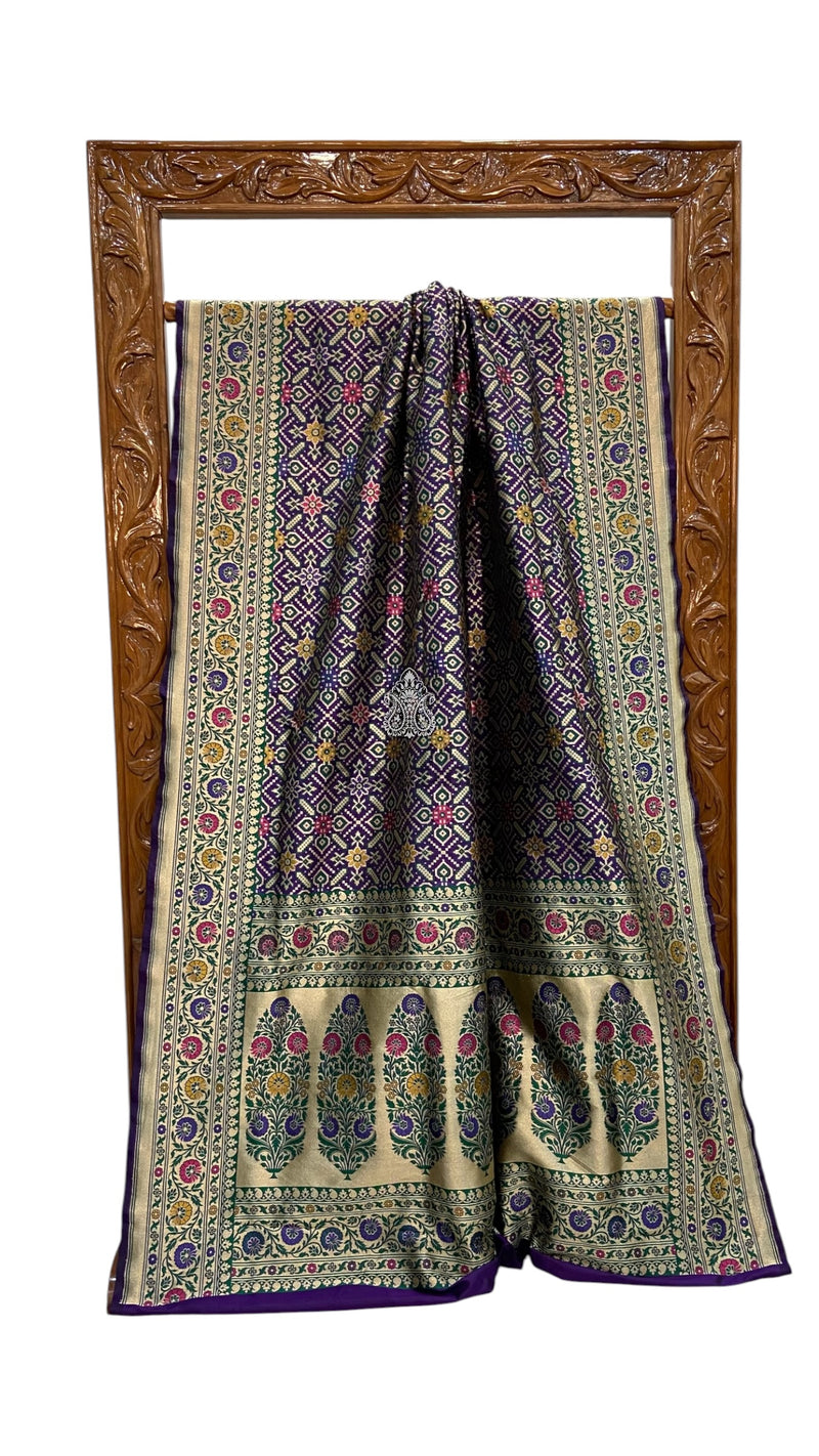 Regal Pure Katan Silk Banarasi Saree – Handwoven Tanchui Brocade With Meenakari - The Handlooms