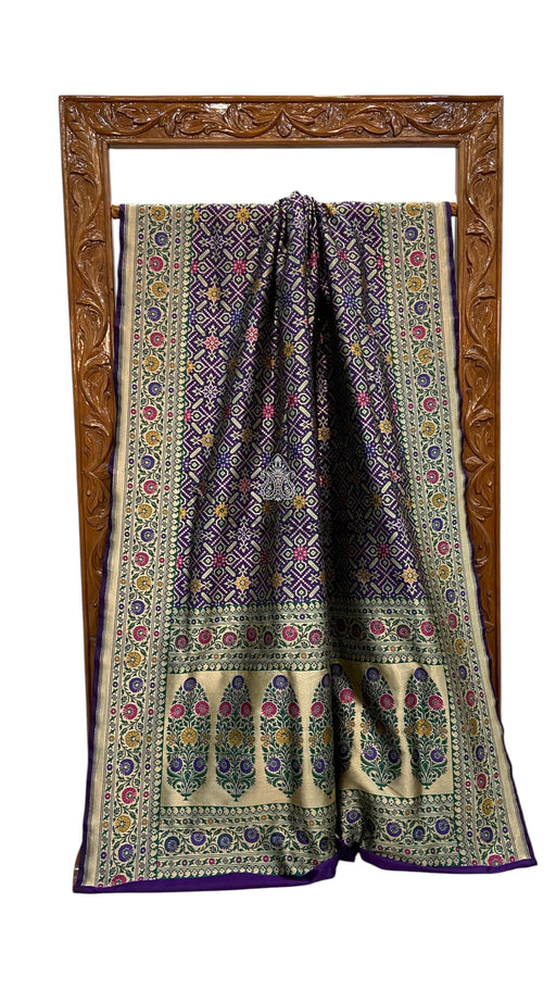 Regal Pure Katan Silk Banarasi Saree – Handwoven Tanchui Brocade With Meenakari - The Handlooms