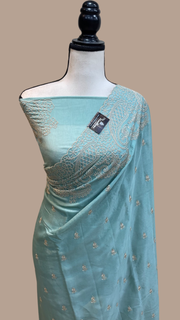 Pure Georgette Chikankari Handloom Banarasi Saree - The Handlooms