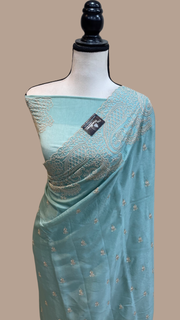 Pure Georgette Chikankari Handloom Banarasi Saree - The Handlooms