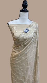Pure Georgette Chikankari Handloom Banarasi Saree - The Handlooms