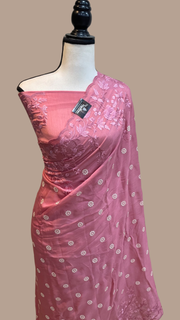 Pure Georgette Chikankari Handloom Banarasi Saree - The Handlooms
