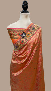 Regal Pure Katan Silk Banarasi Saree – Handwoven Tanchui Brocade With Meenakari - The Handlooms
